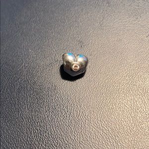 Pandora charm silver hear with pink stone